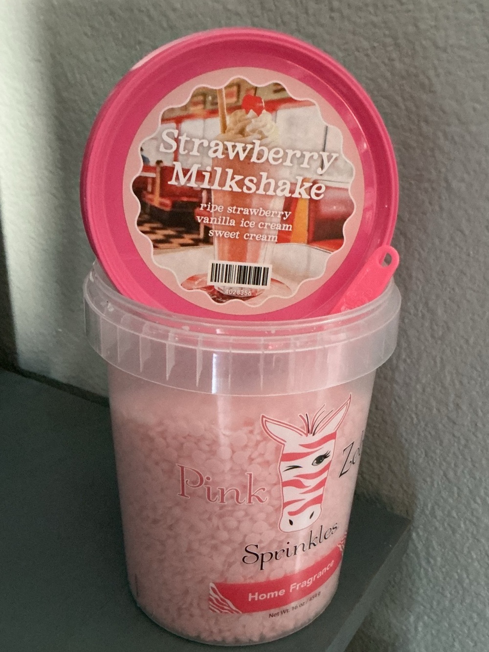 Strawberry Milkshake Pink Zebra Wax Melts in a 4 oz blend bag